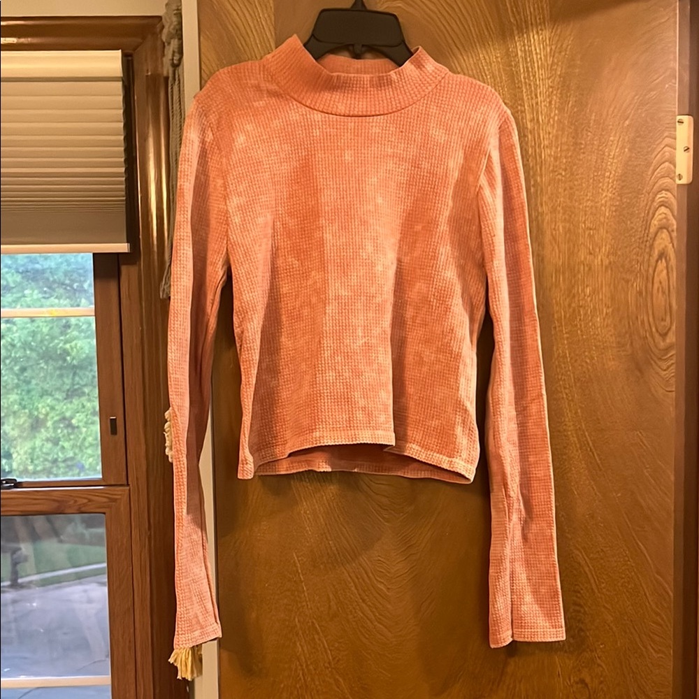 Aeropostale Coral Ribbed Long Sleeve Tee